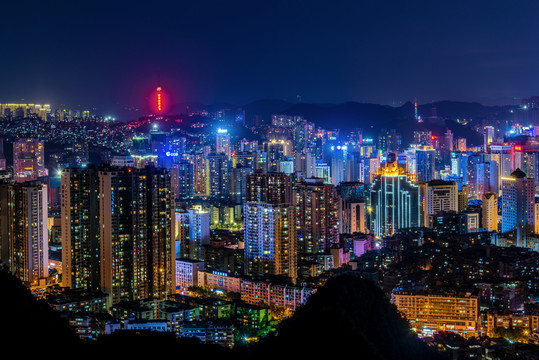 貴州貴陽城市夜景風光