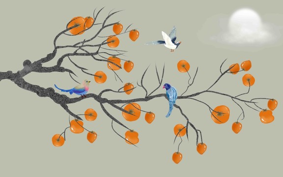 柿子花鳥新中式