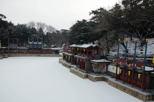 北京颐和园苏州街雪景