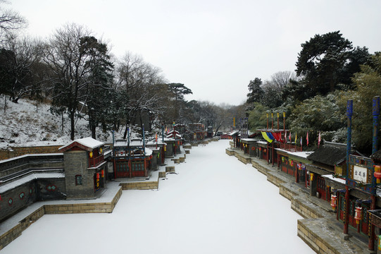 北京颐和园苏州街雪景