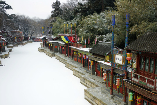 北京颐和园苏州街雪景