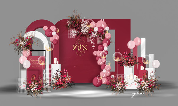 紅色婚禮留影區(qū)
