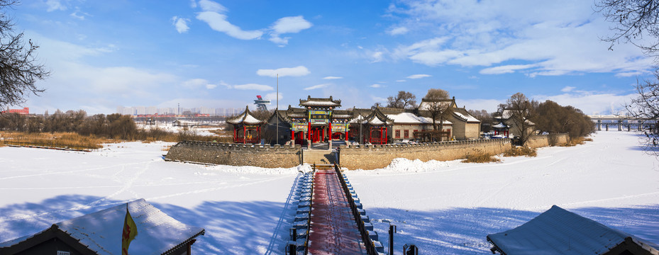 雪景古建筑