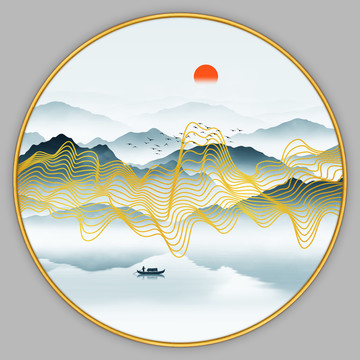 中式線條山水畫