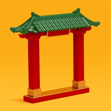 中式古典牌樓建筑三維素材