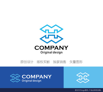 XH字母组合logo设计