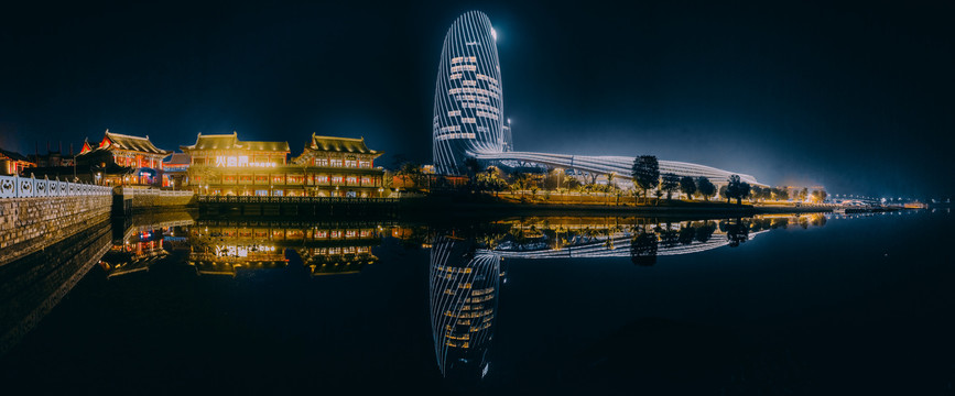 恒大海花岛城市风光高楼夜景