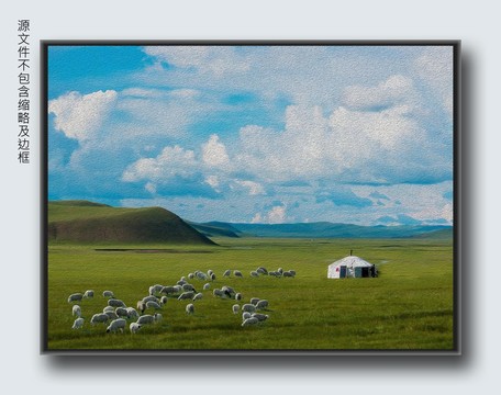 电脑装饰油画夏季草原