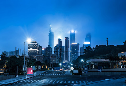 广西南宁东盟国际商务区夜景