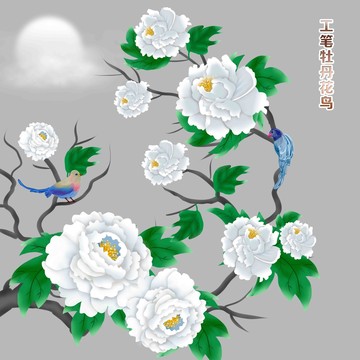 牡丹花花鸟