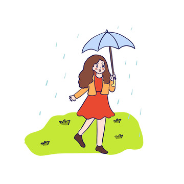 雨水手绘卡通元素
