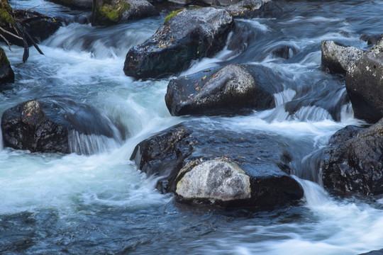 溪水慢门岩石