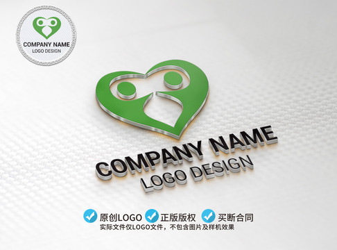 爱心猴子动物logo标志