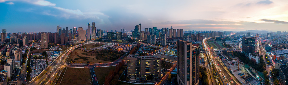杭州现代建筑景观鸟瞰图