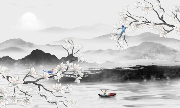 中式水墨花鳥(niǎo)
