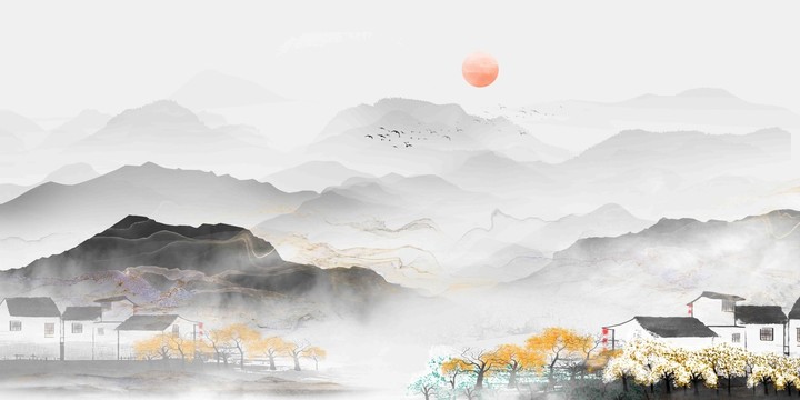 中式水墨山水畫