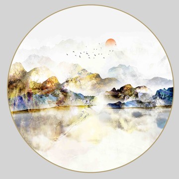 圓形山水裝飾畫