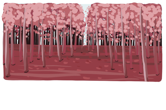 紅色樹林插畫