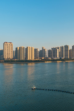 厦门城市天际线黄昏风景