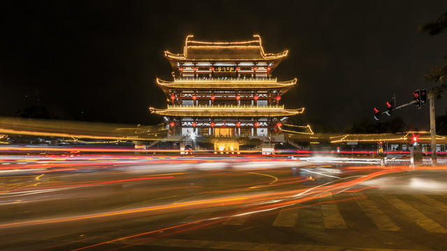 长沙杜甫江阁夜景