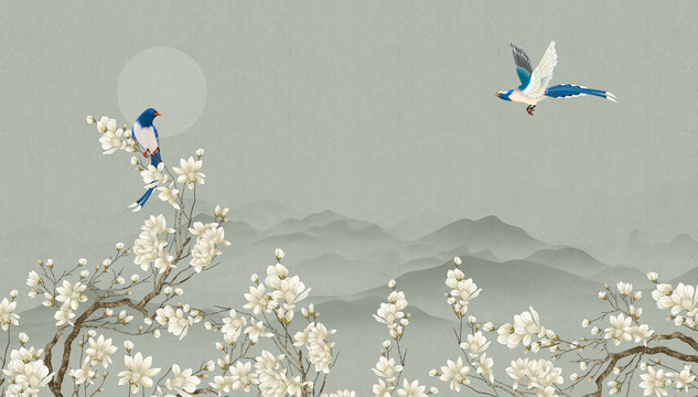 玉蘭花鳥