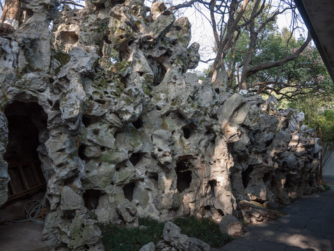 杭州历史建筑乐墅主楼后假山