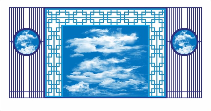 藍(lán)天白云電視背景墻