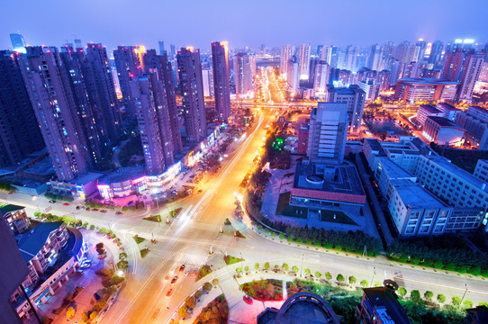 江西南昌红谷滩城市夜景