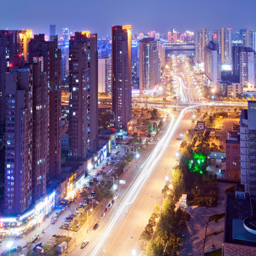 江西南昌红谷滩城市夜景