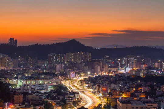 深圳龙岗平湖城市建筑夜景