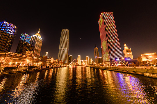 天津海河津塔夜景