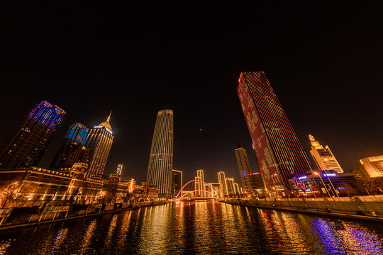 天津海河津塔夜景