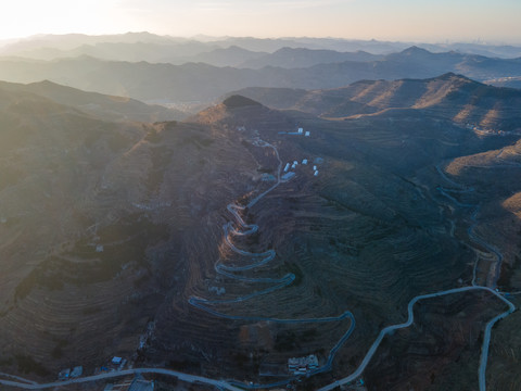 航拍济南彩西路盘山公路12