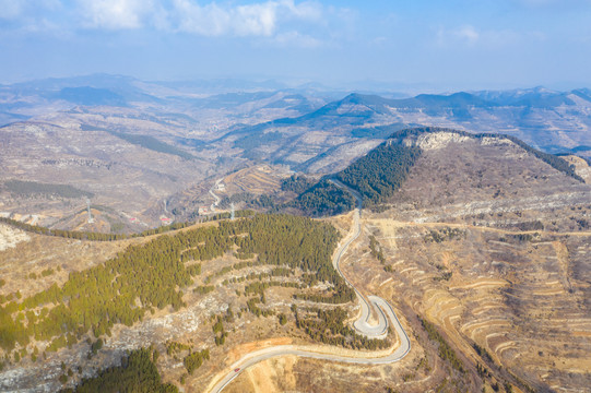 航拍济南彩西路盘山公路22