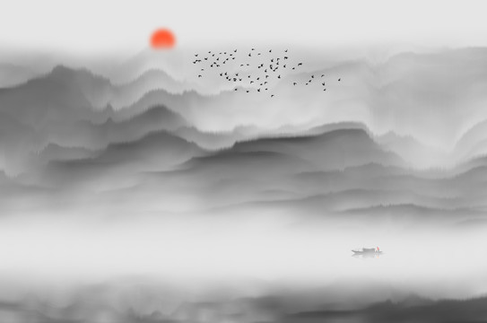 水墨畫山水