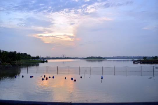 广州白云湖夕阳景色