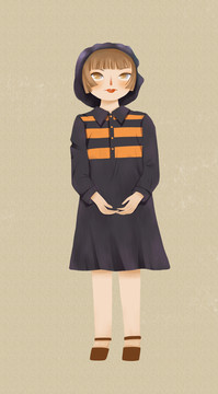 卡通女孩手繪學(xué)生