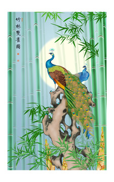 竹林雙雀圖