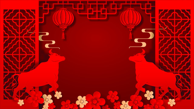 牛年背景插畫