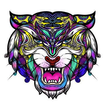 動物線描畫系列之民族風(fēng)虎頭