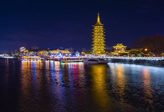 江蘇淮安里運河文化長廊夜景