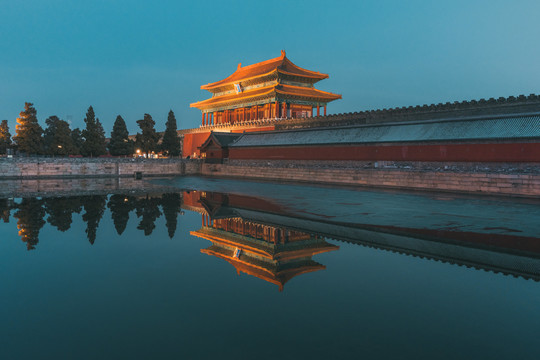 故宫博物院神武门夜景