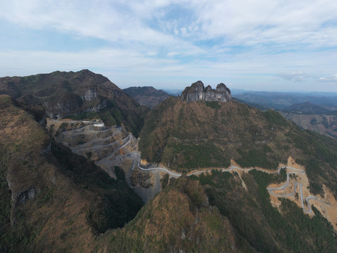 航拍湖南湘西保靖县吕洞山