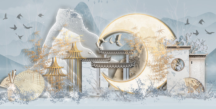 藍(lán)色新中式婚禮設(shè)計(jì)