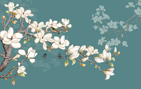 玉蘭花裝飾畫(huà)