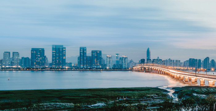 温州城市瓯江夜景