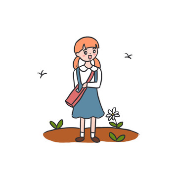 春天賞花手繪卡通元素