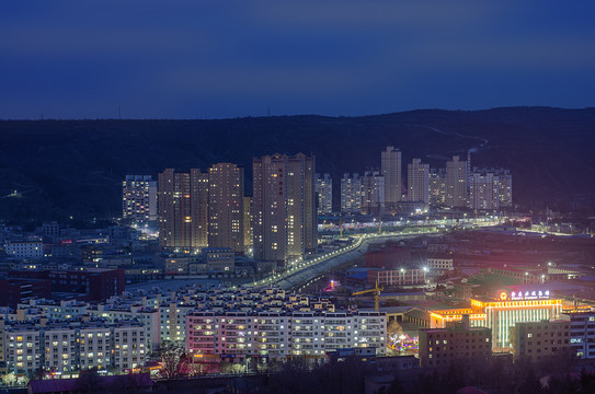 甘肃定西城市夜景