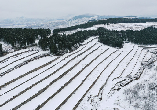 山乡梯田雪景