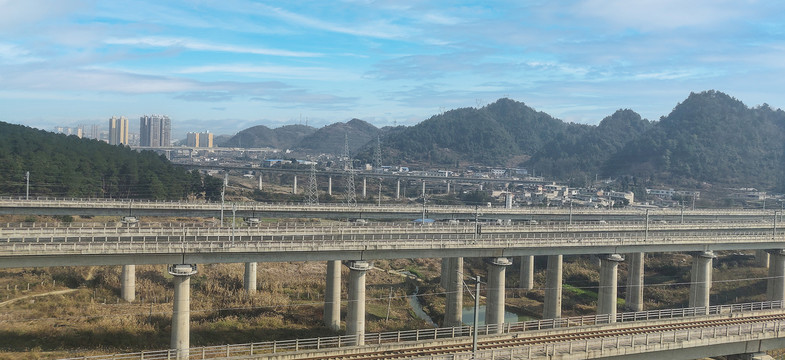 高铁铁路天空桥梁